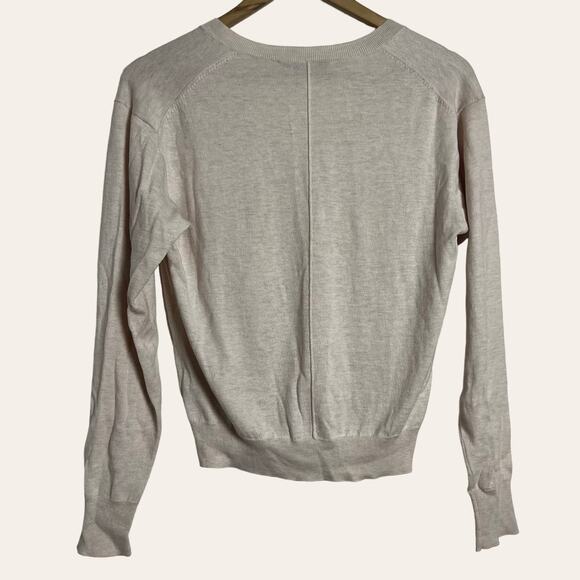Thakoon Cream Cotton Wool Blend Long Sleeve V-Neck Pullover Sweater Size Small - Picture 5 of 6